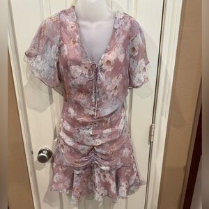 Allison NY Mauve Floral Mini Dress. Sz XS